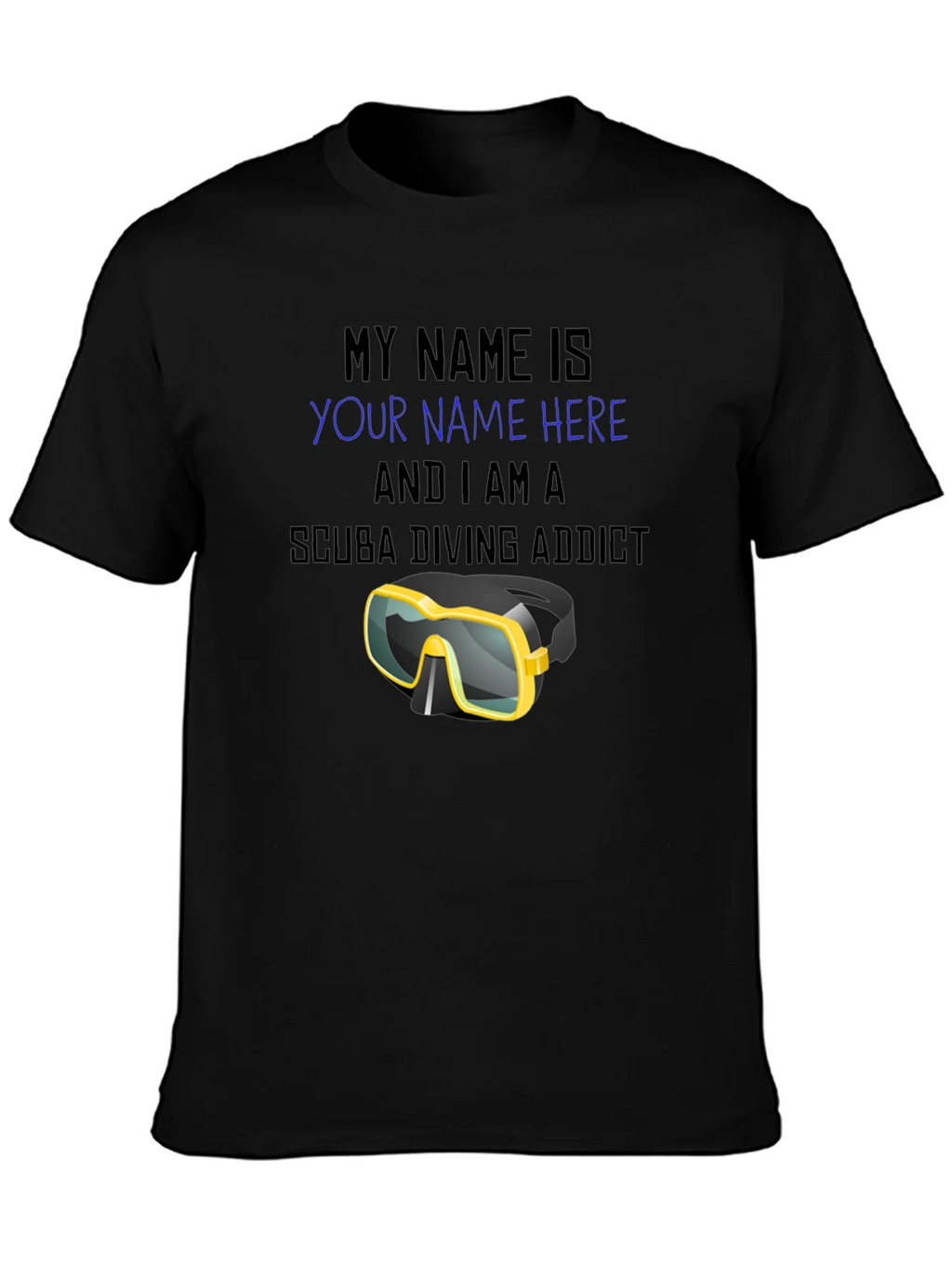 Scuba Diving Addict T-Shirt - Personalized Dive Mask Design product image 3