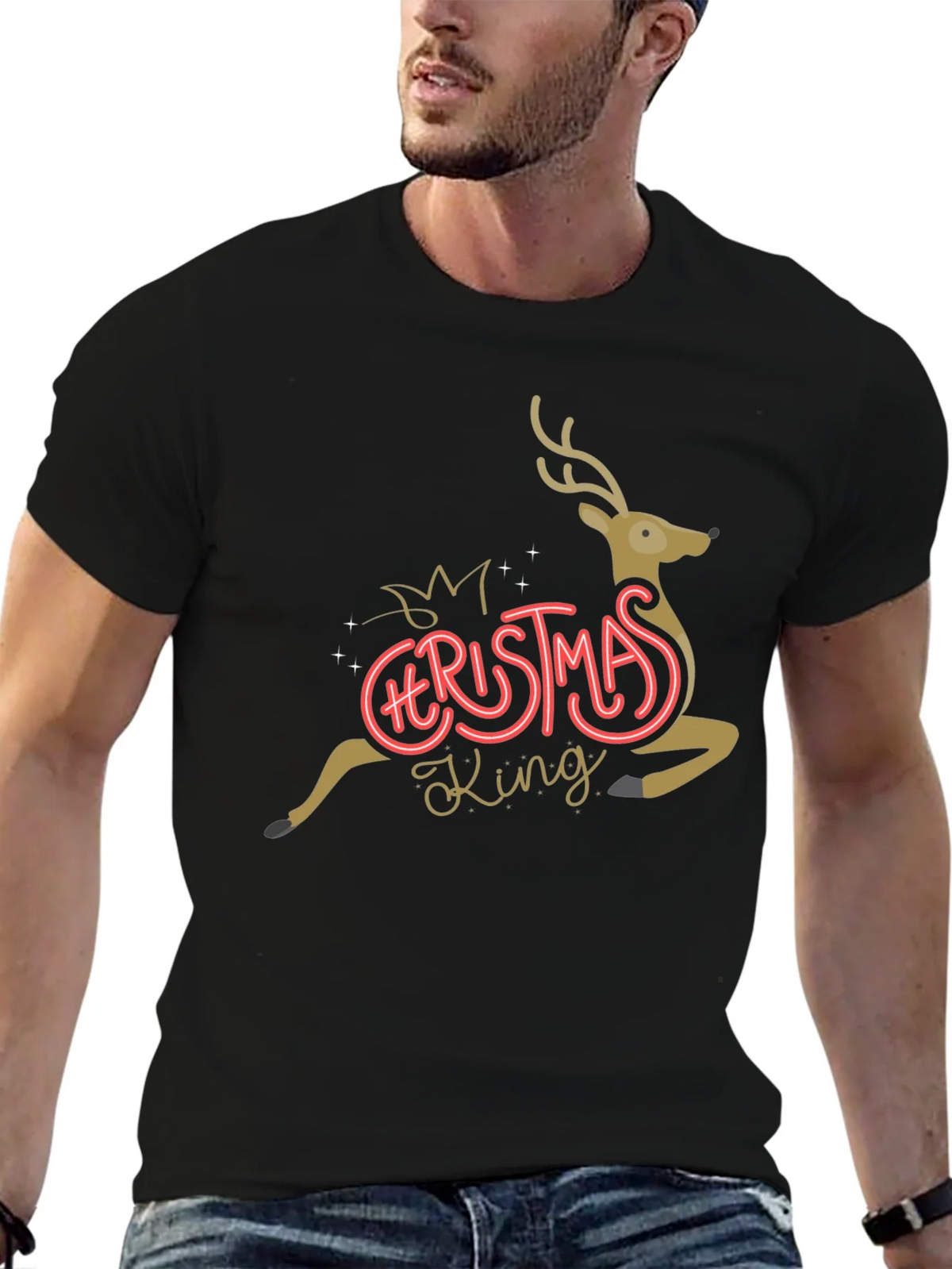 Christmas King Reindeer Graphic Tee product image 6
