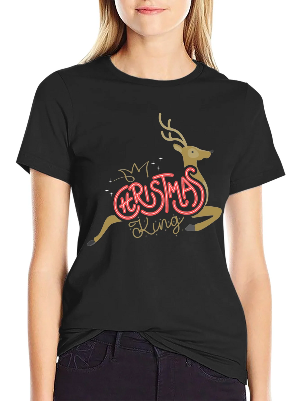 Christmas King Reindeer Graphic Tee product image 2