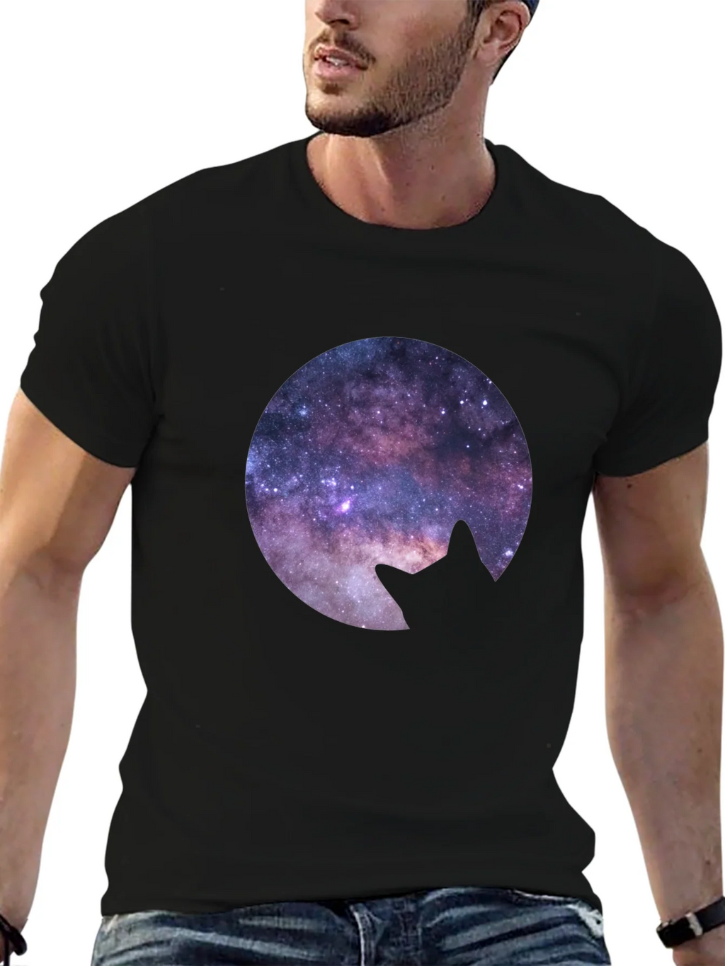 Cosmic Cat Silhouette T-Shirt product image 6