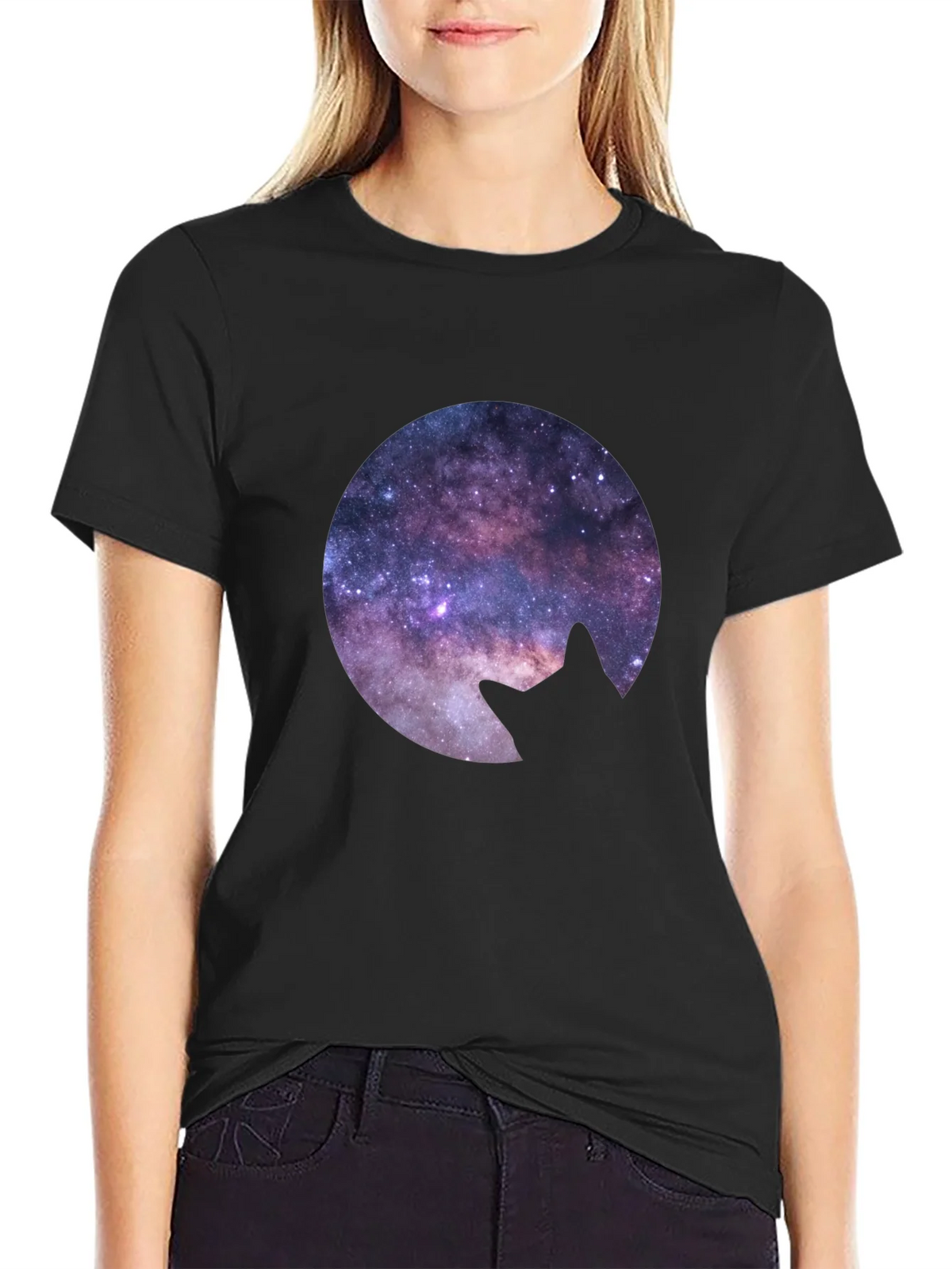 Cosmic Cat Silhouette T-Shirt product image 2