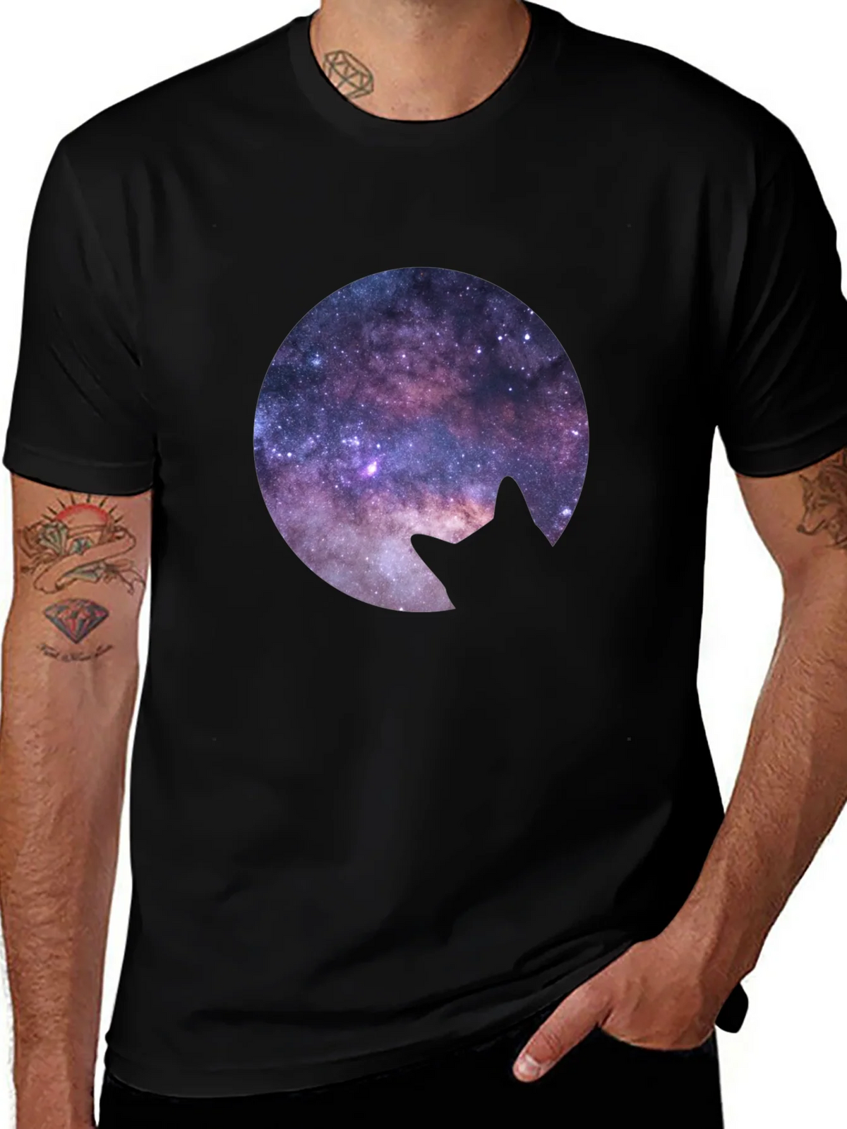 Cosmic Cat Silhouette T-Shirt product image 1