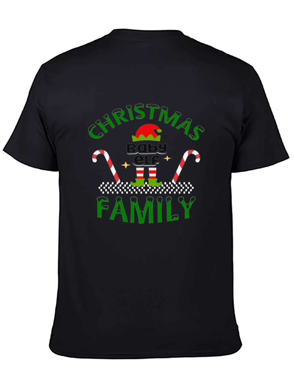 Christmas Baby Elf Family Black T-Shirt product image 4