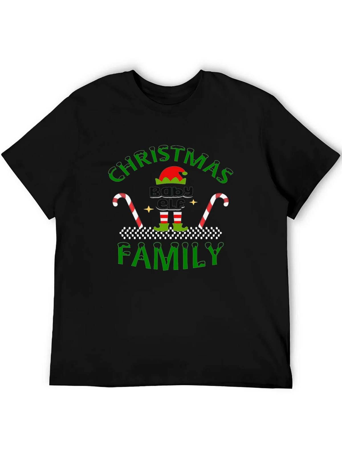 Christmas Baby Elf Family Black T-Shirt product image 5