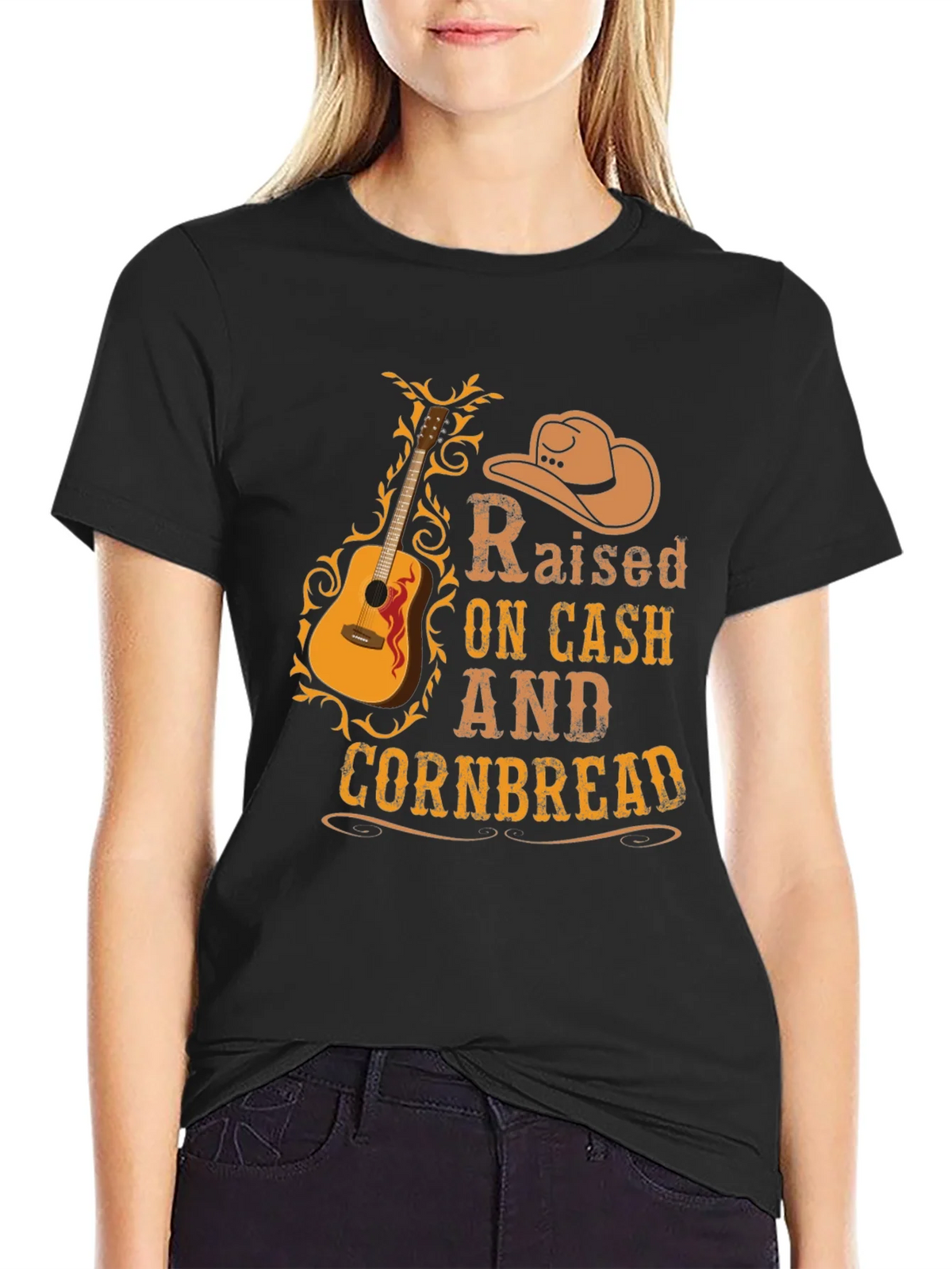 Raised on Cash & Cornbread Black T-Shirt product image 2