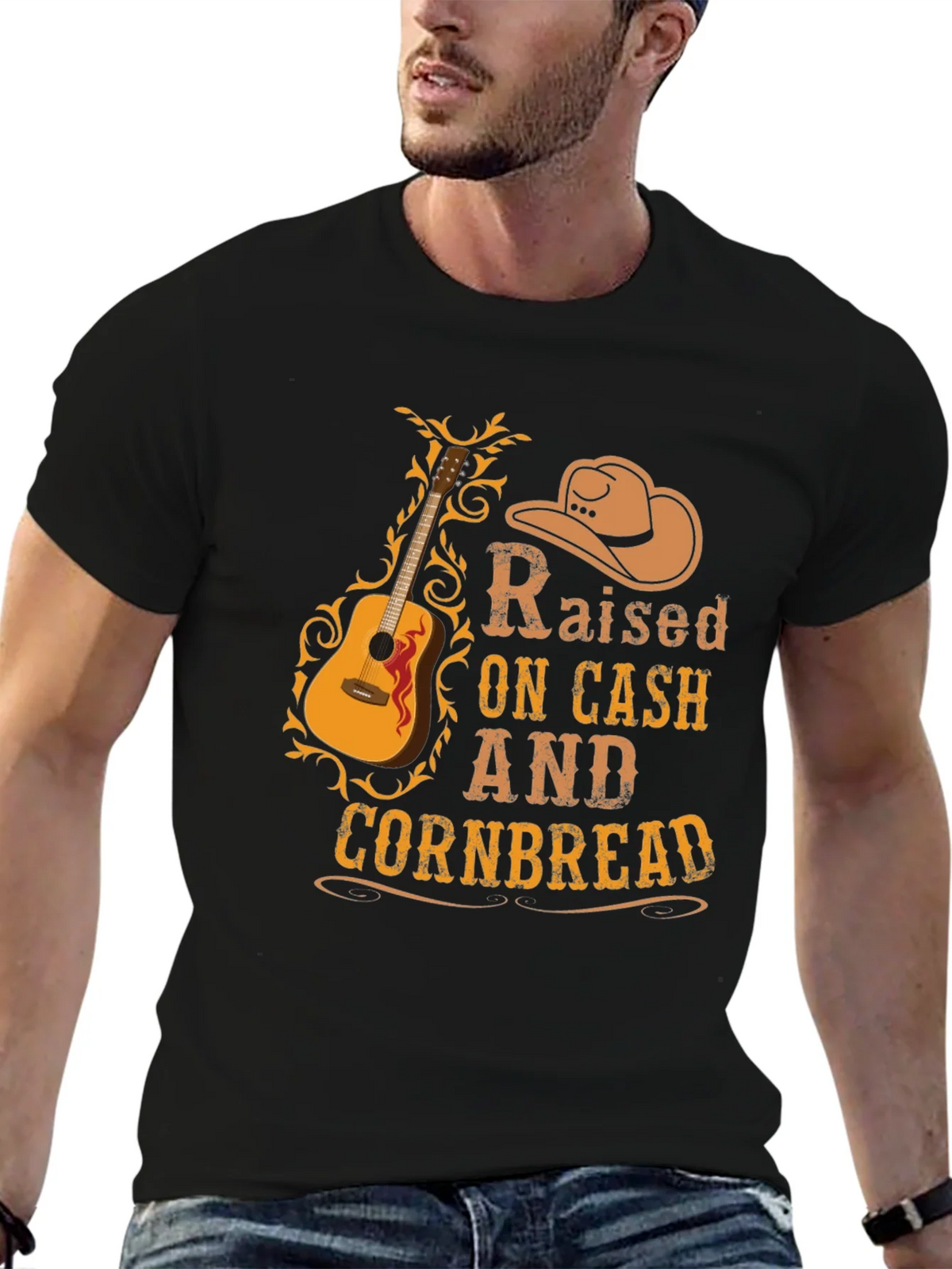 Raised on Cash & Cornbread Black T-Shirt product image 6
