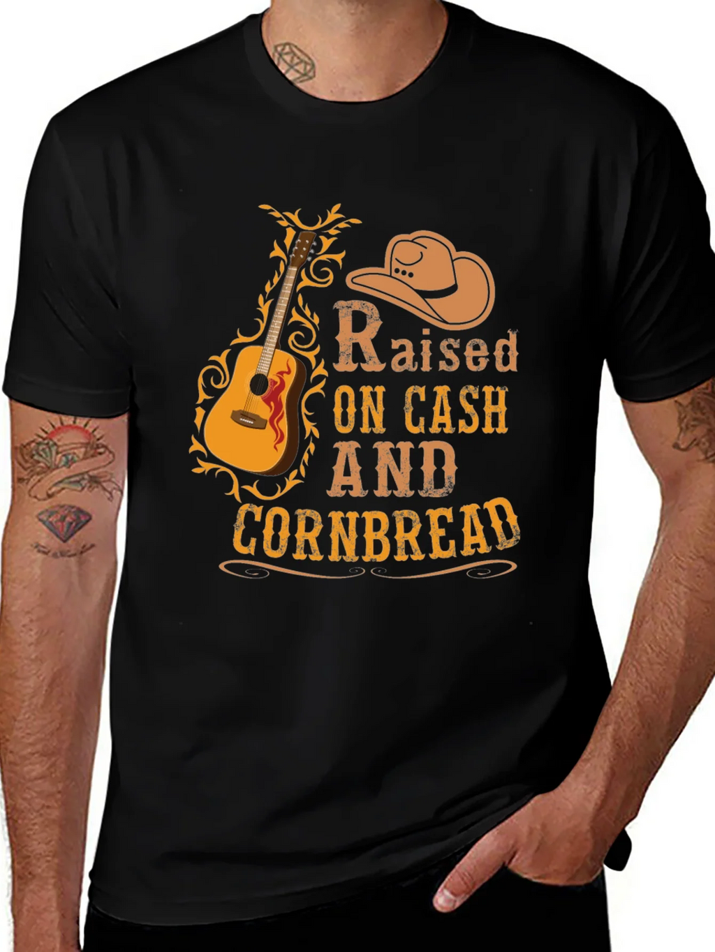 Raised on Cash & Cornbread Black T-Shirt product image 1