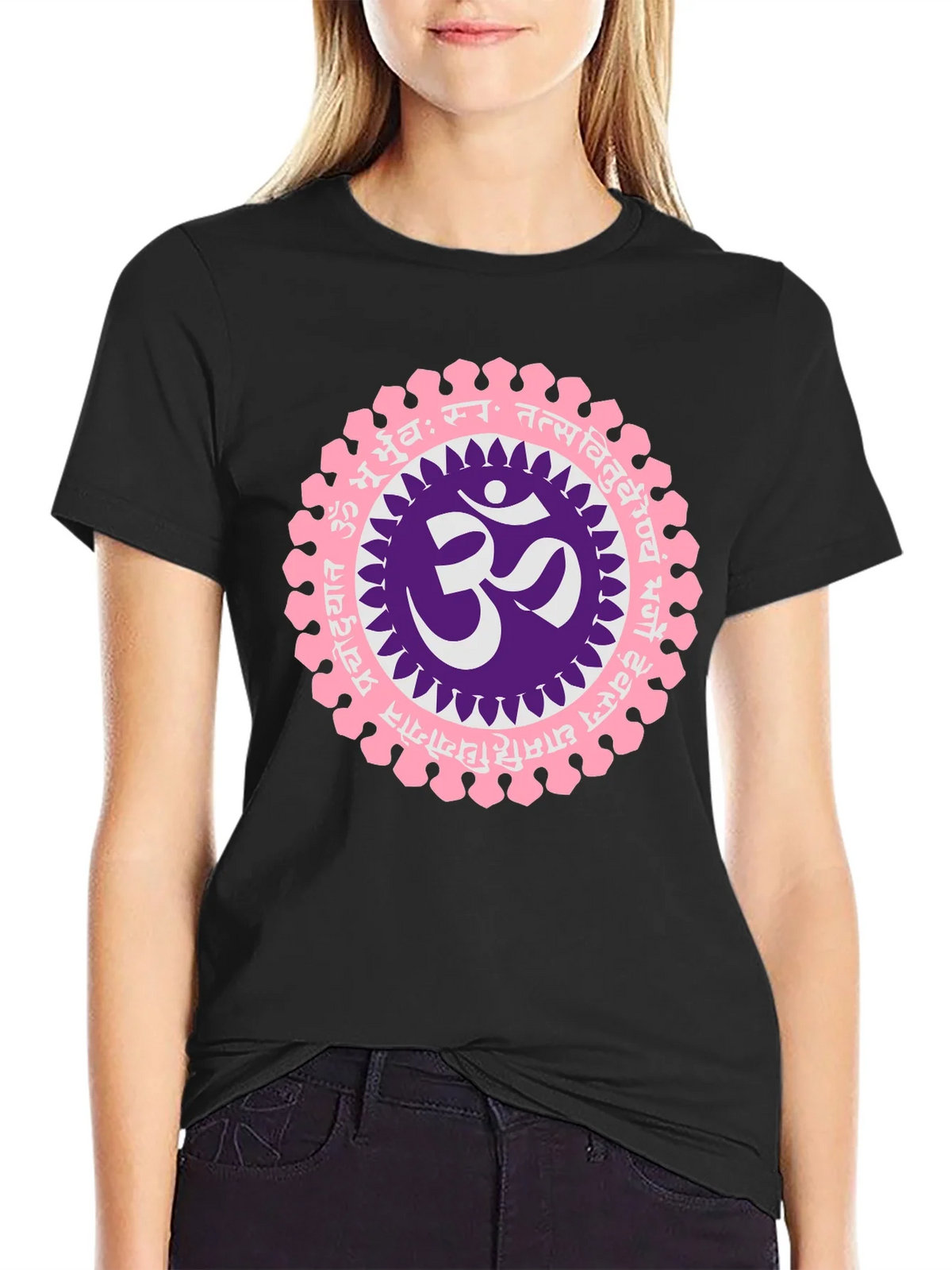 Om Mandala Graphic Black T-Shirt product image 2