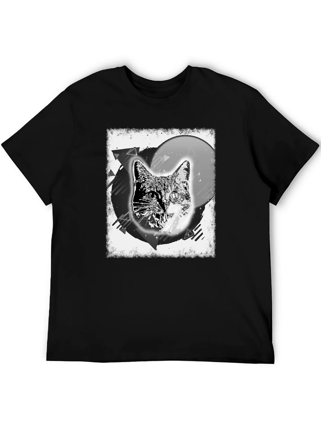 Cosmic Cat Graphic Tee - Black Cotton Blend product image 5