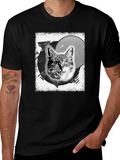 Cosmic Cat Graphic Tee - Black Cotton Blend product image 1