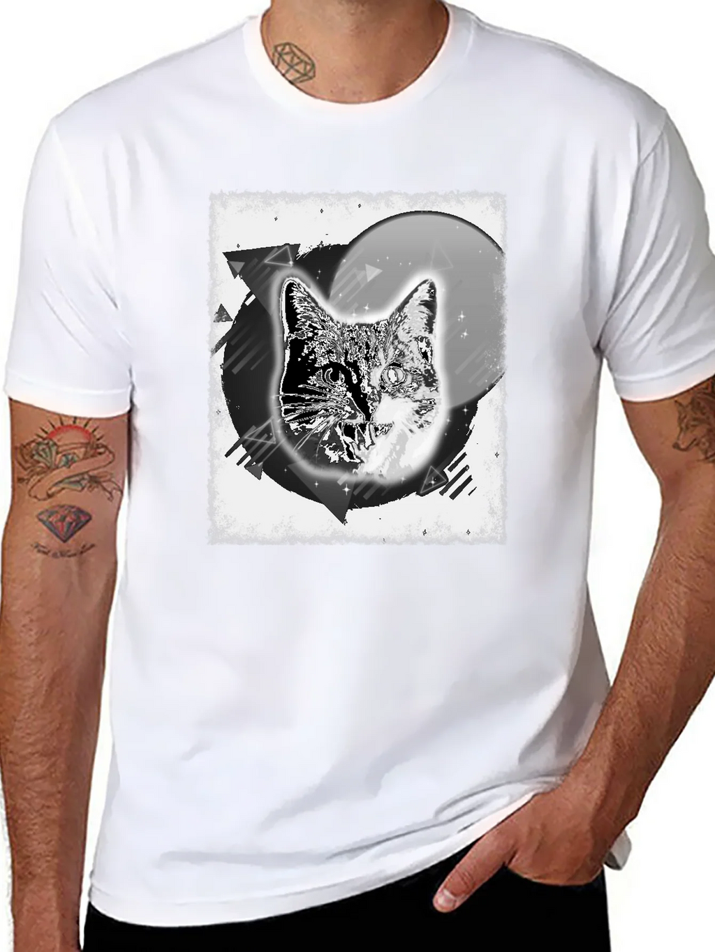 Cosmic Cat Graphic Tee - Black Cotton Blend product image 7