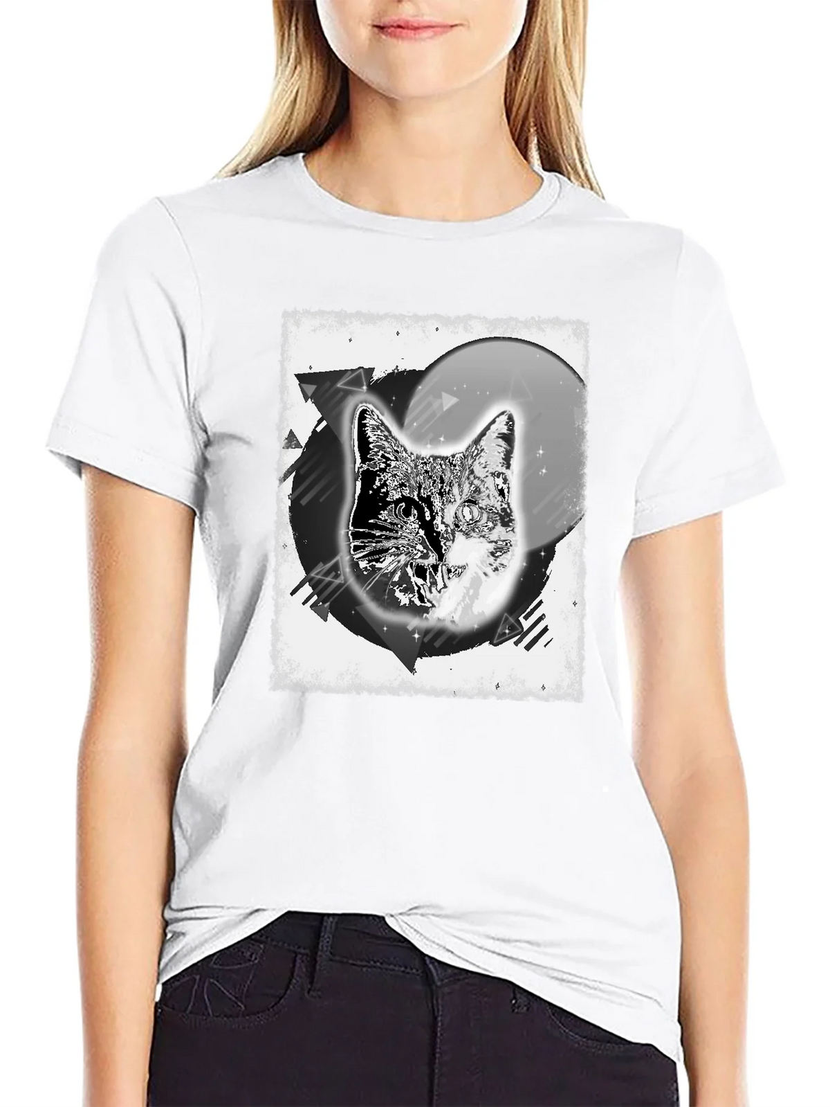 Cosmic Cat Graphic Tee - Black Cotton Blend product image 8