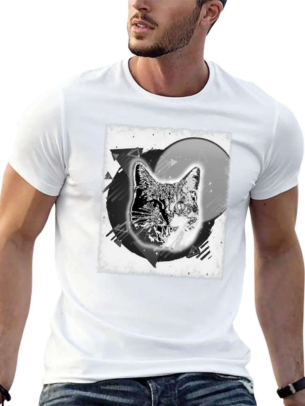 Cosmic Cat Graphic Tee - Black Cotton Blend product image 12