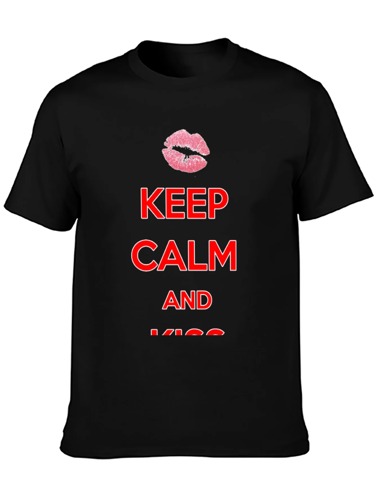 Keep Calm Kiss Mens Black Tee product image 3
