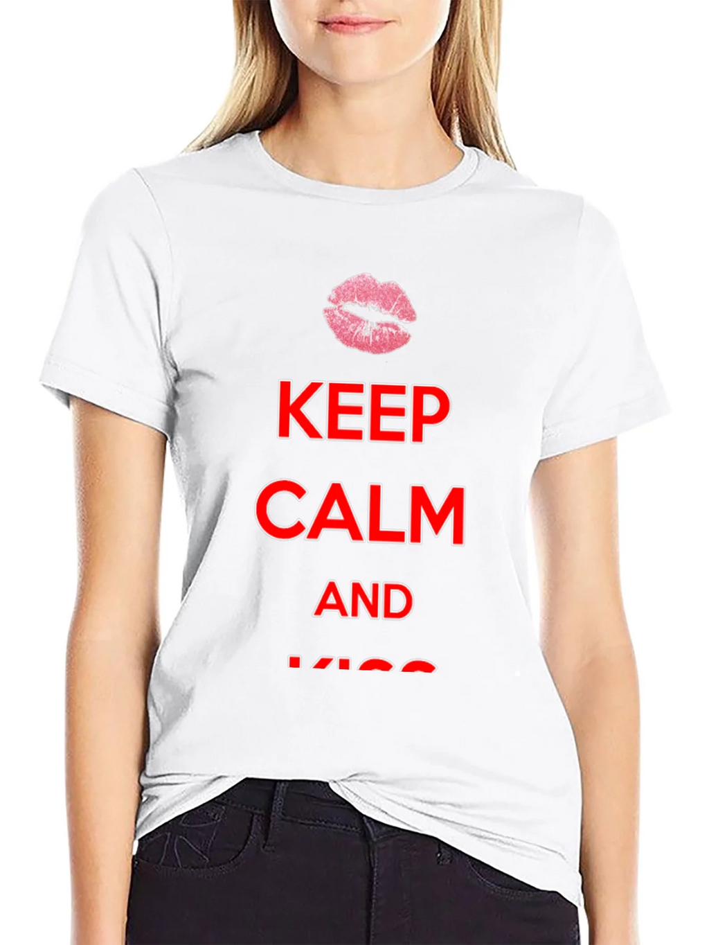 Keep Calm Kiss Mens Black Tee product image 8