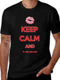 Keep Calm Kiss Mens Black Tee product image 1