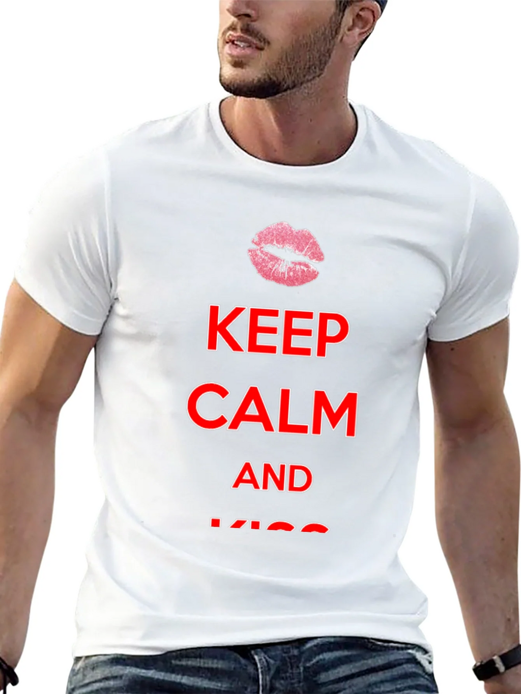 Keep Calm Kiss Mens Black Tee product image 12