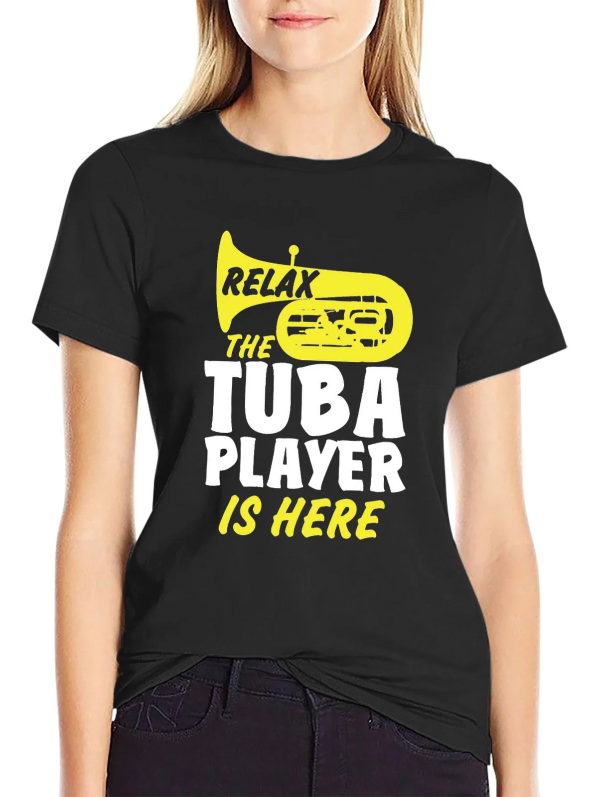 Relax Tuba Player Is Here Black Graphic Tee product image 2