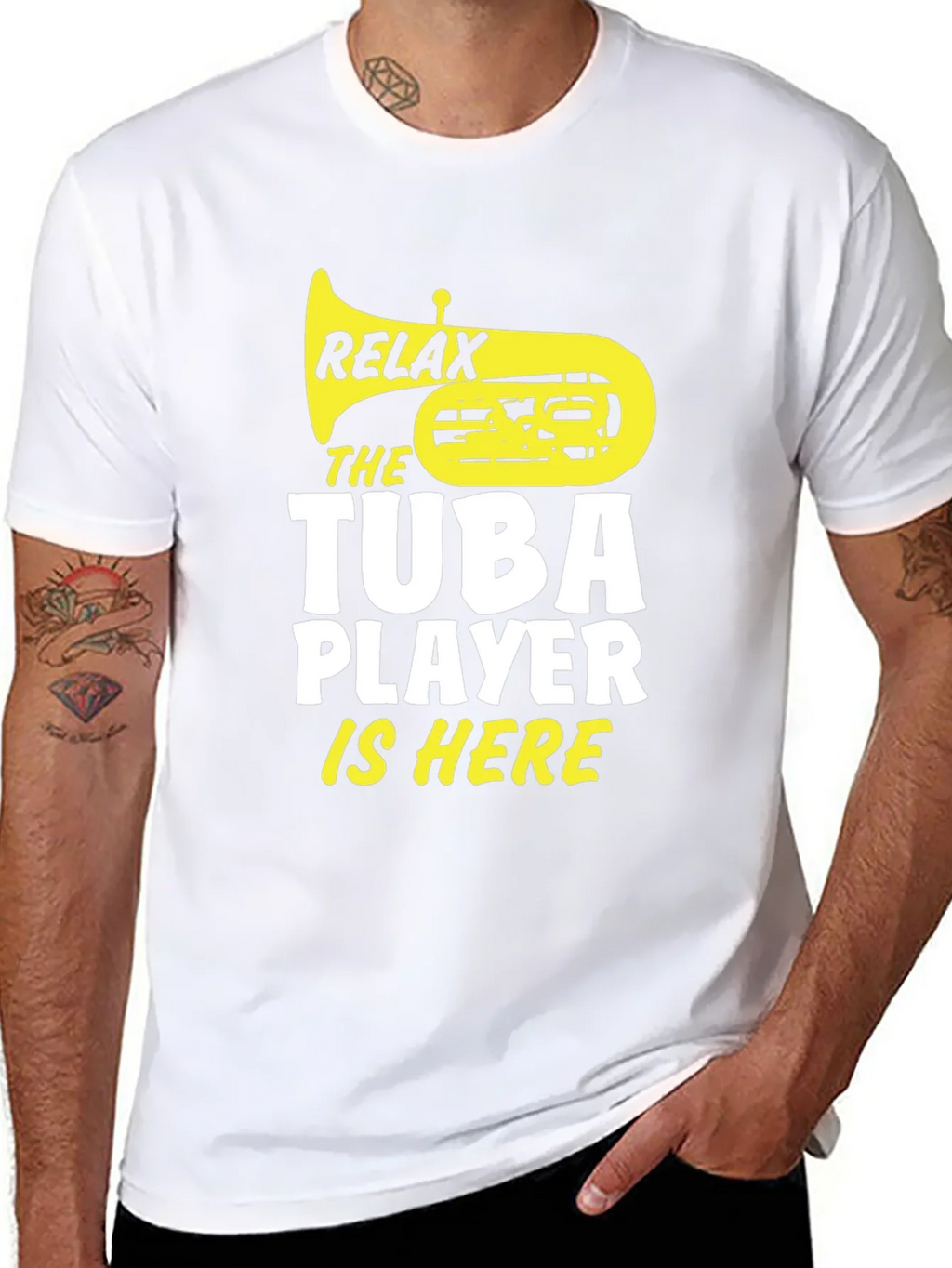 Relax Tuba Player Is Here Black Graphic Tee product image 7