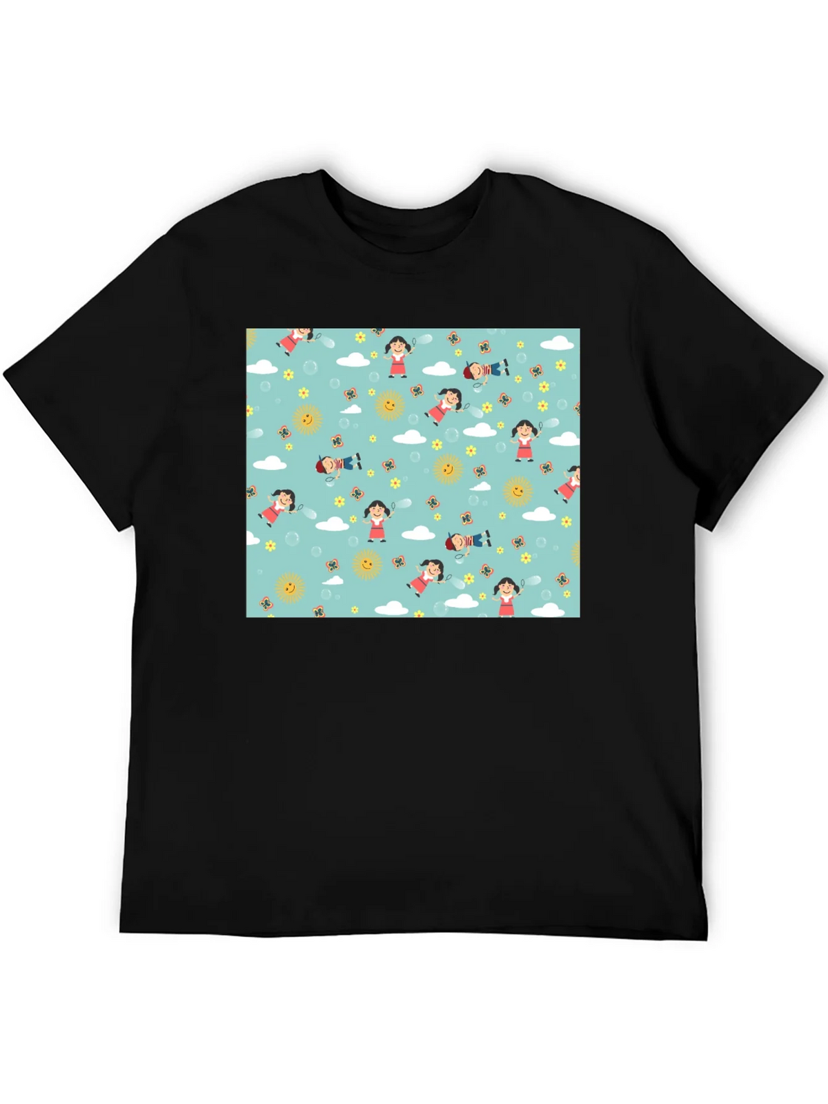 Cartoon Print Black Cotton Tee product image 5