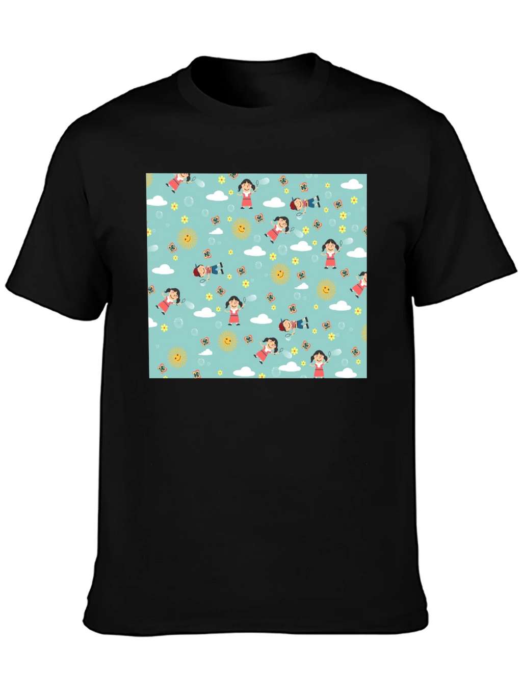 Cartoon Print Black Cotton Tee product image 3