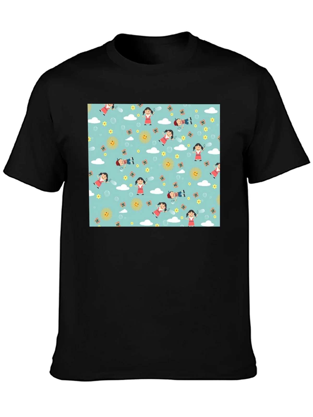 Cartoon Print Black Cotton Tee product image 3