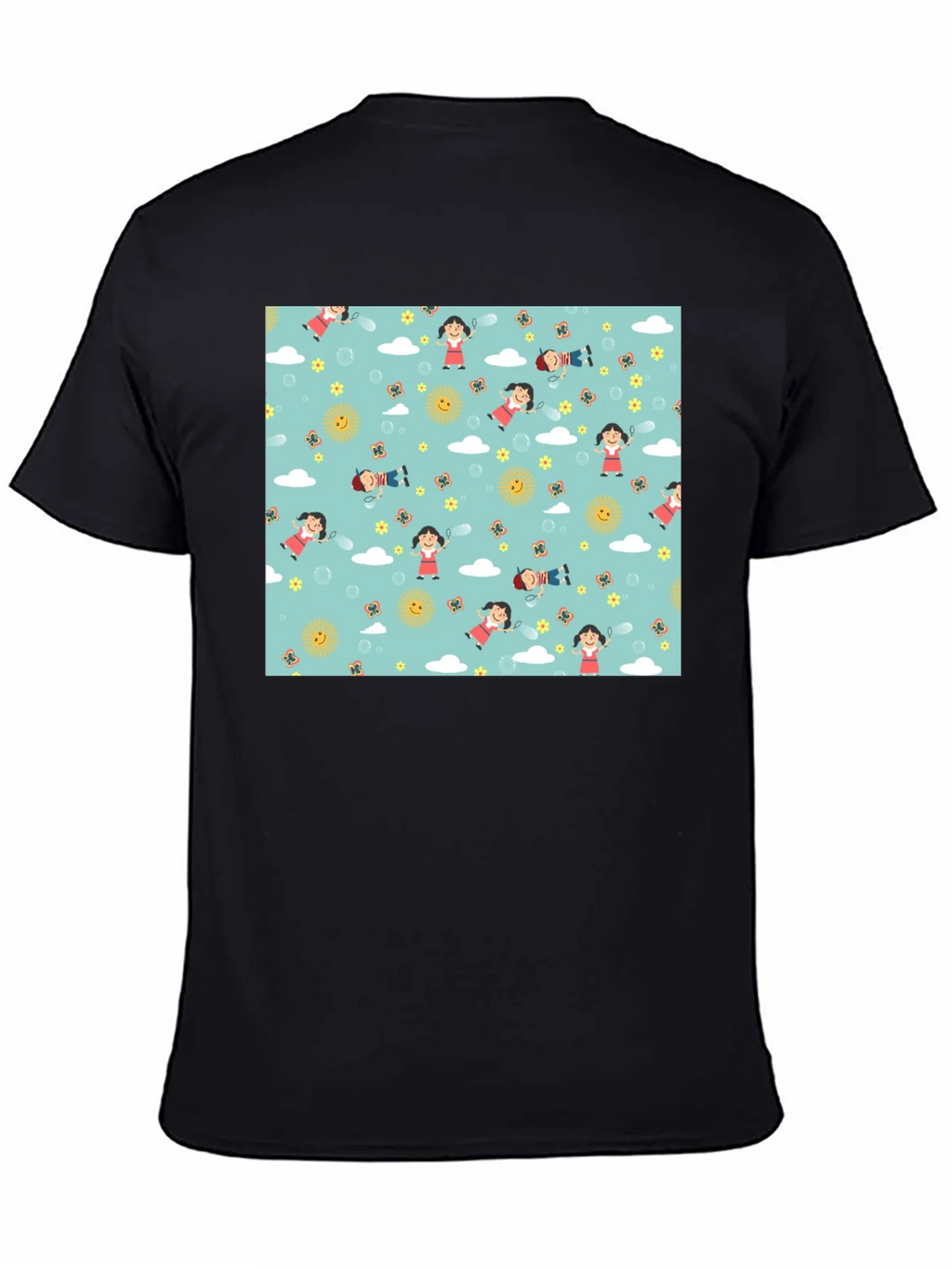 Cartoon Print Black Cotton Tee product image 4