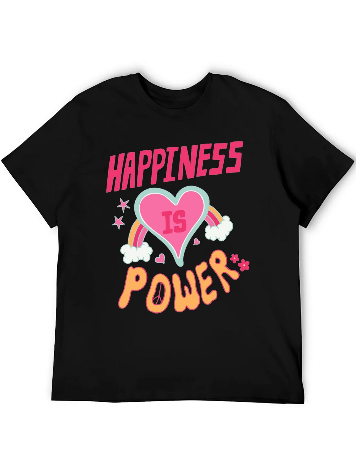 Happiness is Power Black Graphic T-Shirt product image 5