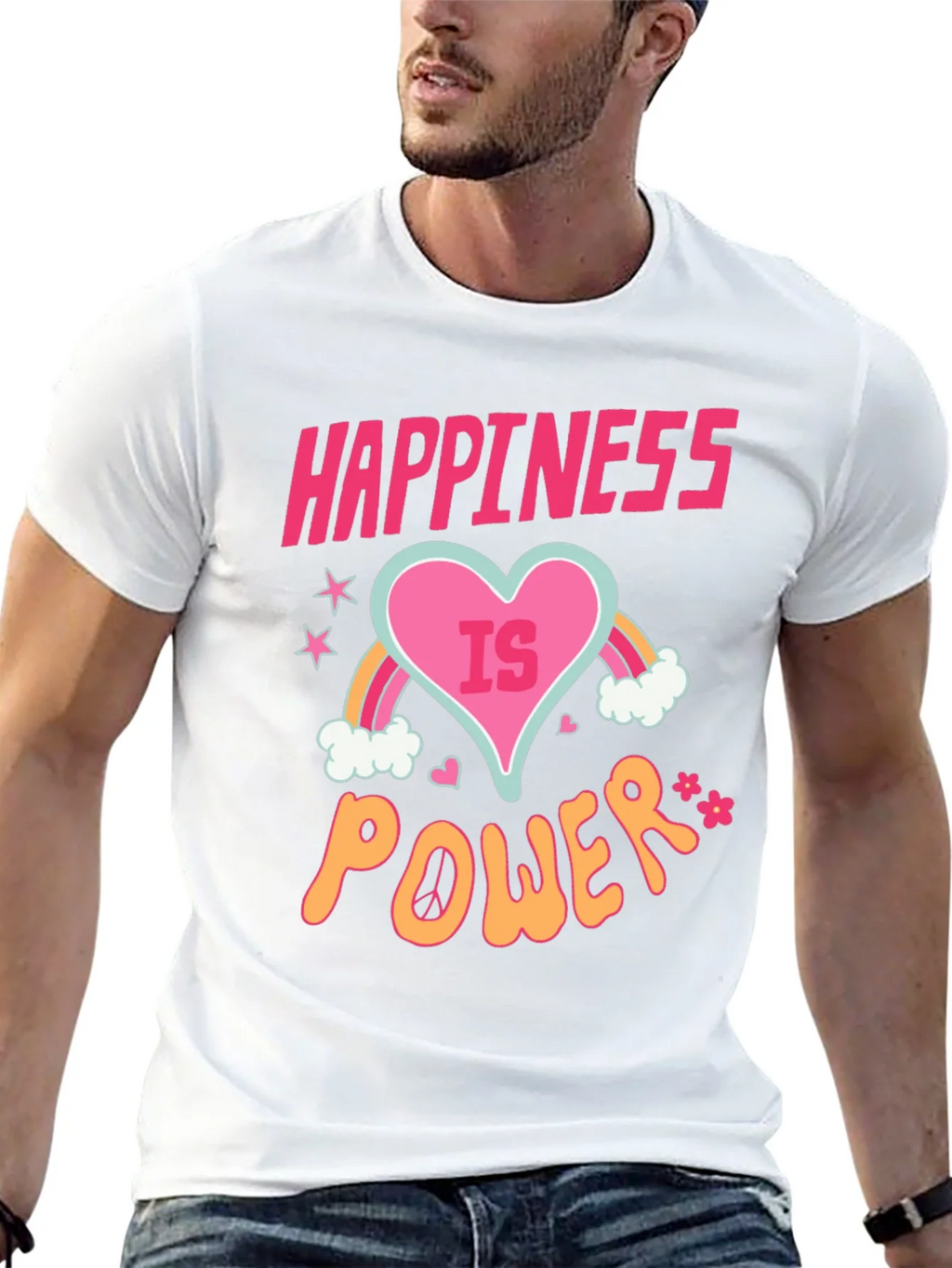 Happiness is Power Black Graphic T-Shirt product image 12