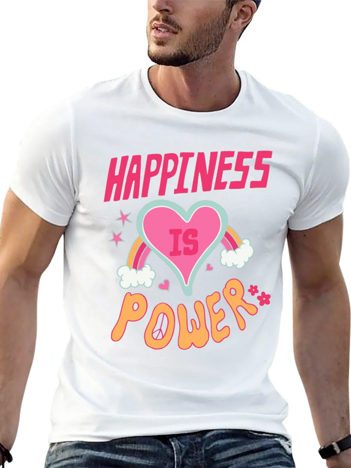 Happiness is Power Black Graphic T-Shirt product image 12