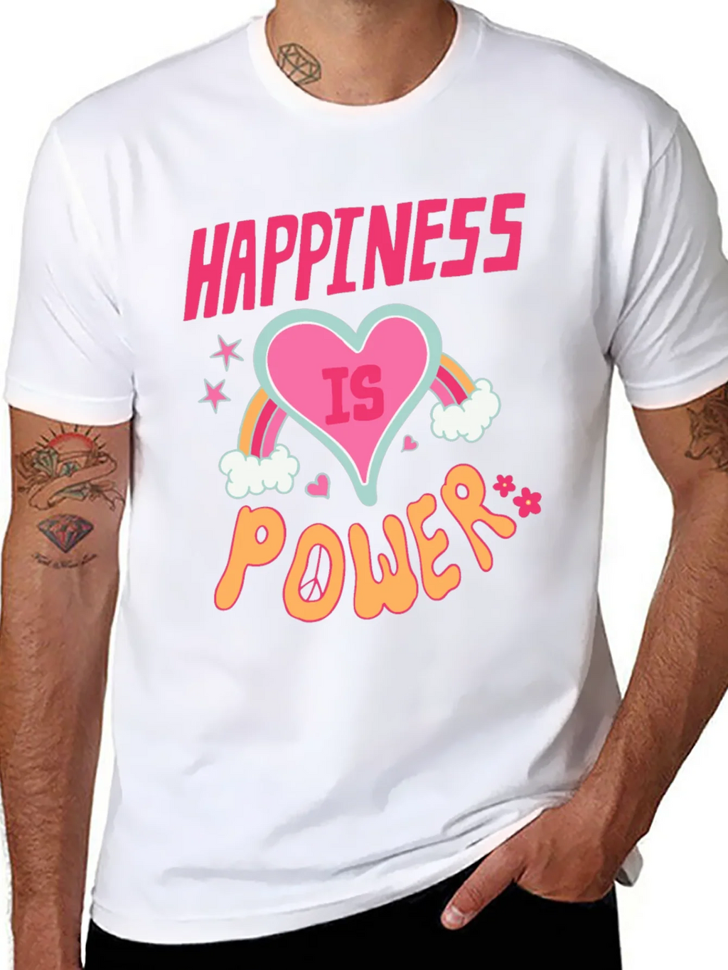 Happiness is Power Black Graphic T-Shirt product image 7