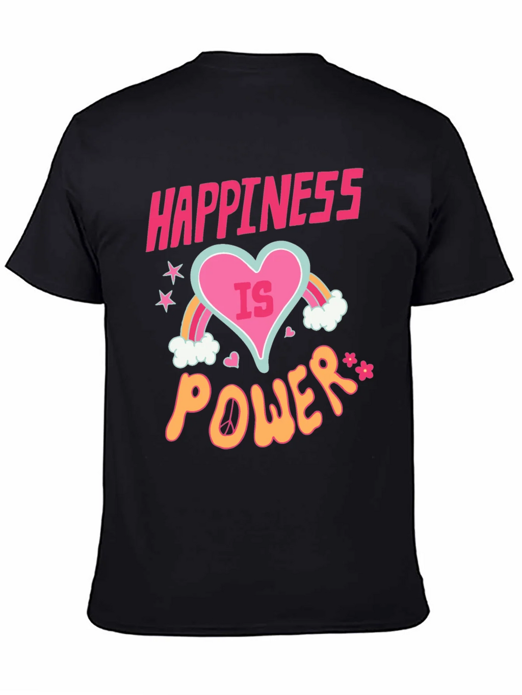 Happiness is Power Black Graphic T-Shirt product image 4