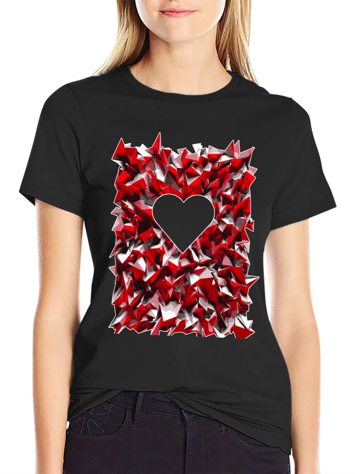 Geometric Heart Graphic Tee - Black product image 2