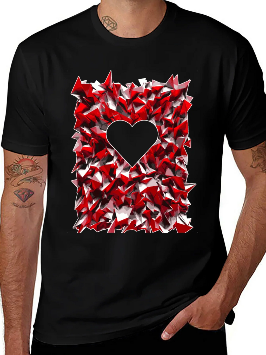 Geometric Heart Graphic Tee - Black product image 1