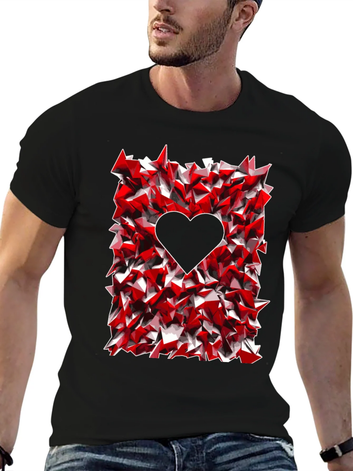 Geometric Heart Graphic Tee - Black product image 6