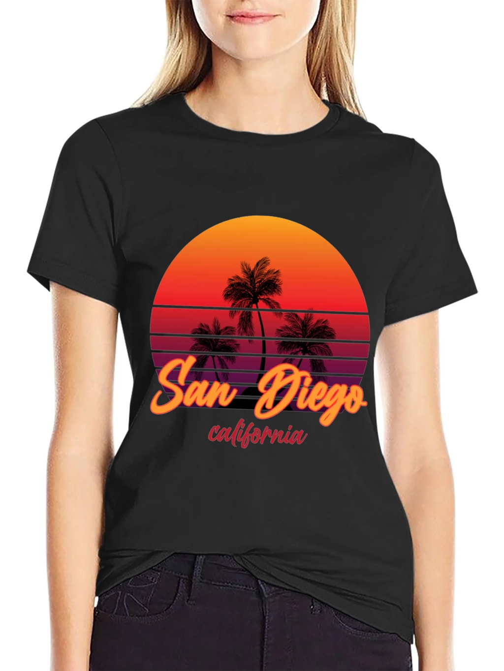 San Diego California Palm Sunset Graphic Tee product image 2