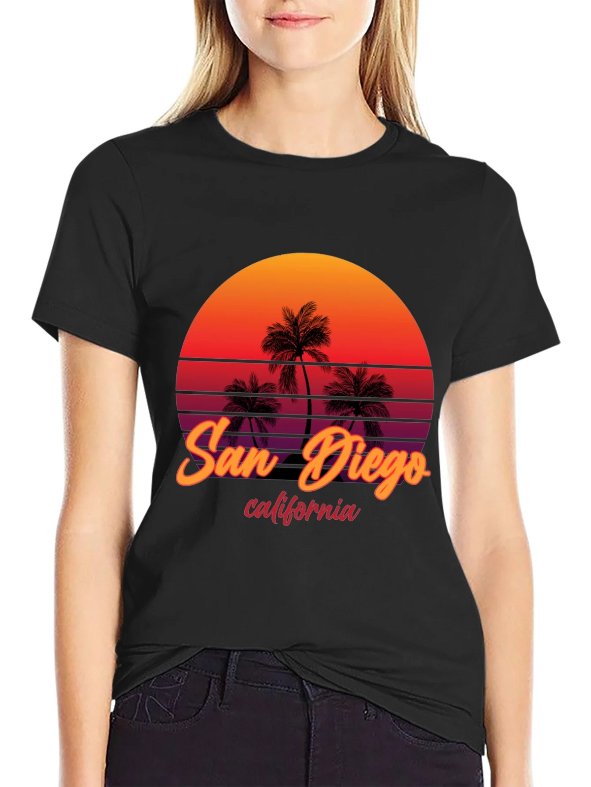 San Diego California Palm Sunset Graphic Tee product image 2