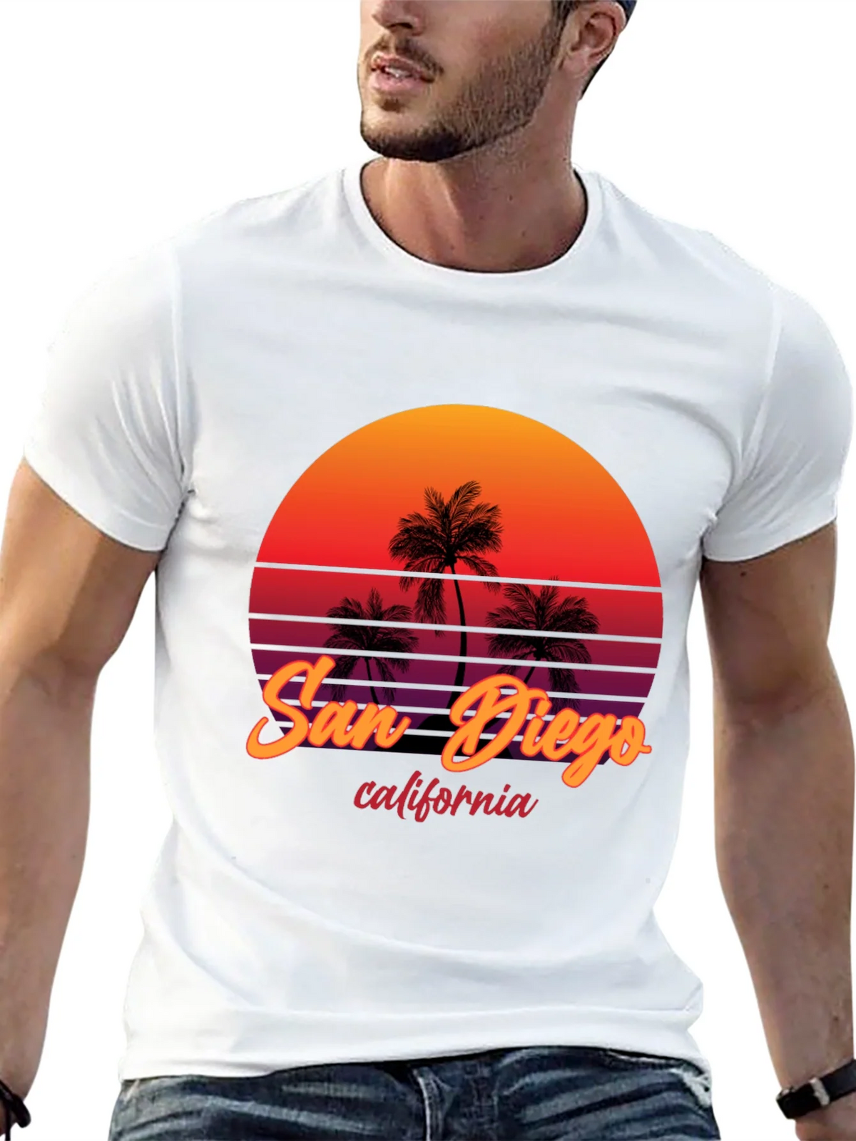 San Diego California Palm Sunset Graphic Tee product image 10