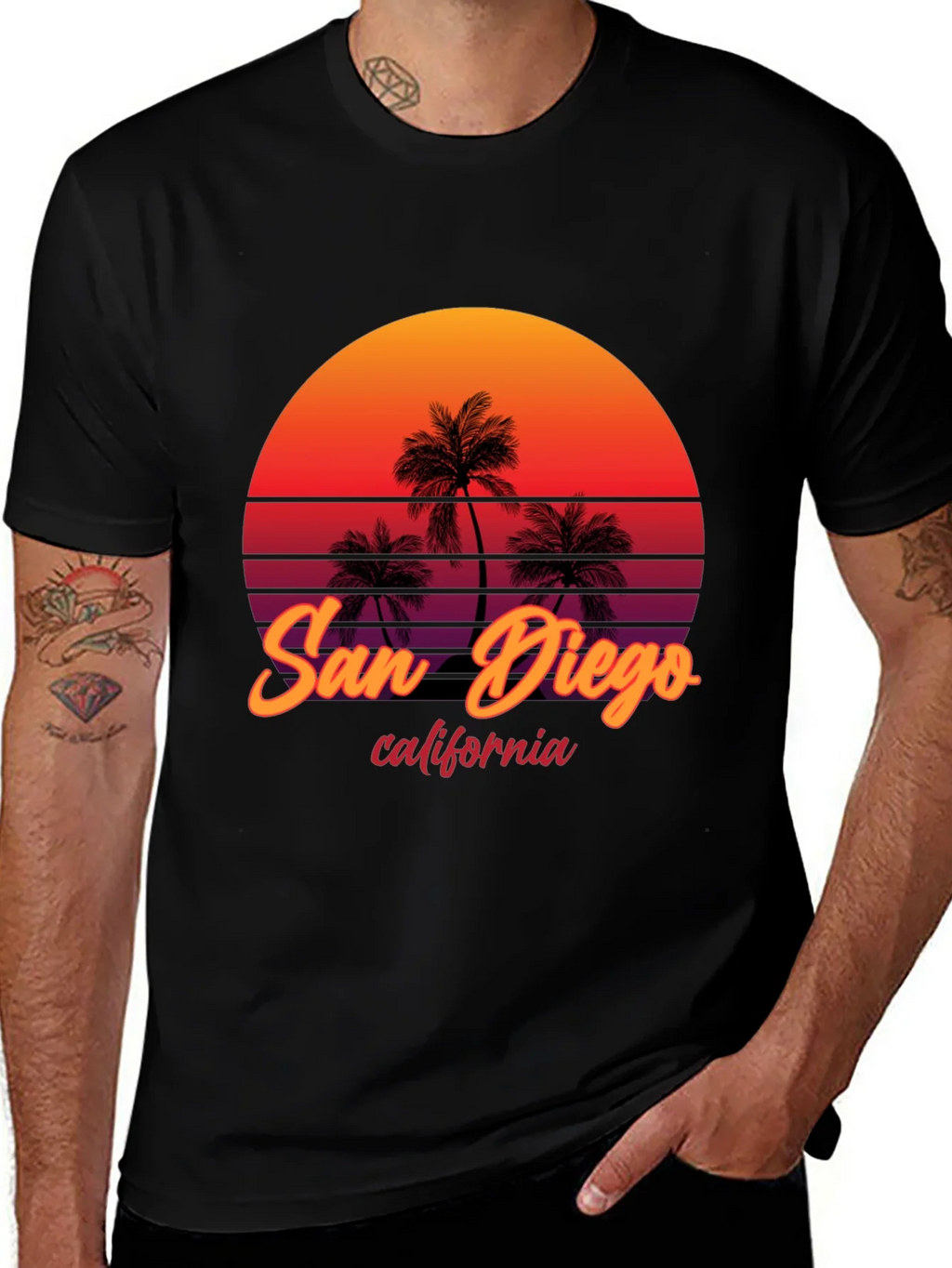 San Diego California Palm Sunset Graphic Tee product image 1
