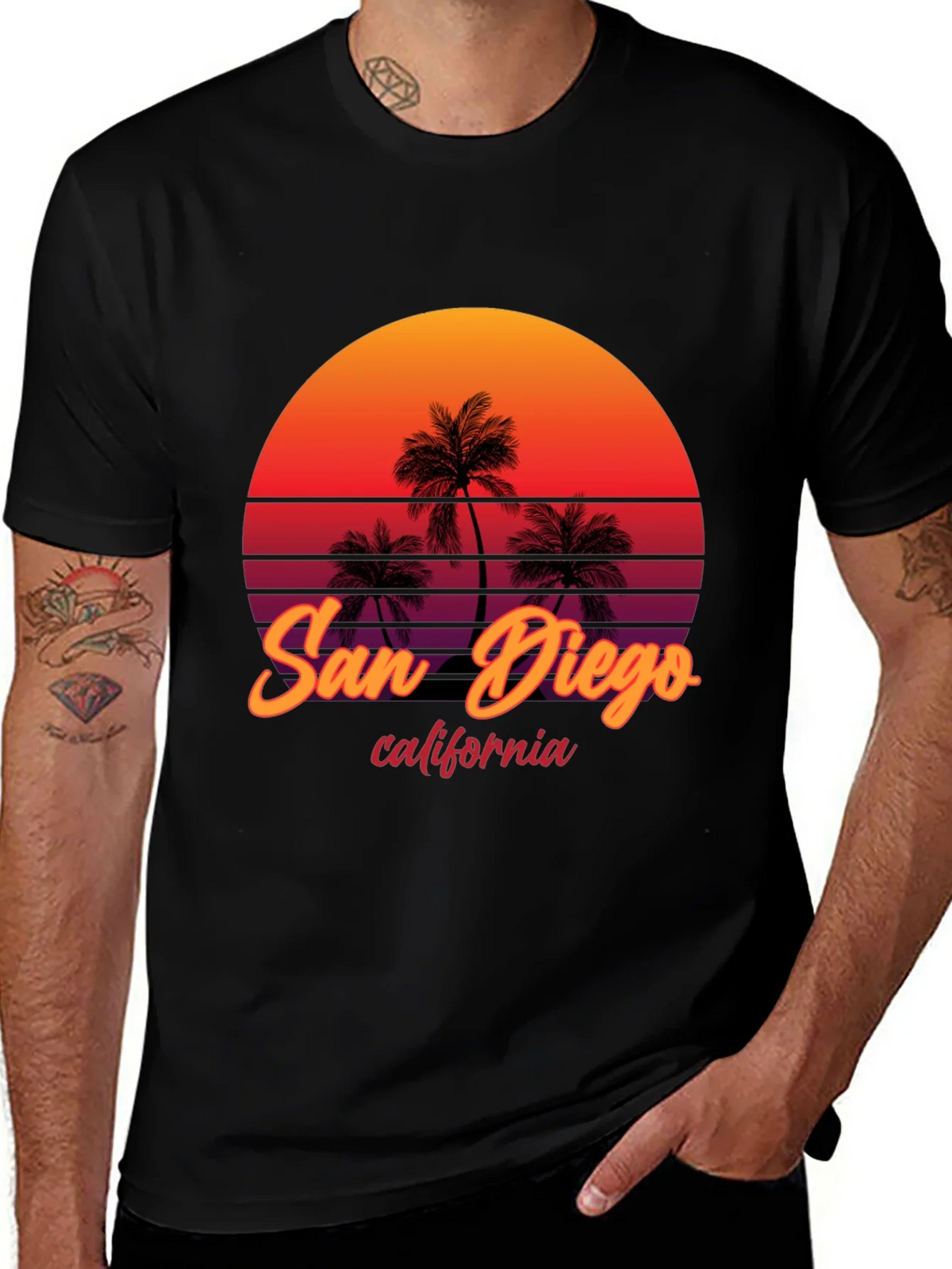 San Diego California Palm Sunset Graphic Tee product image 1