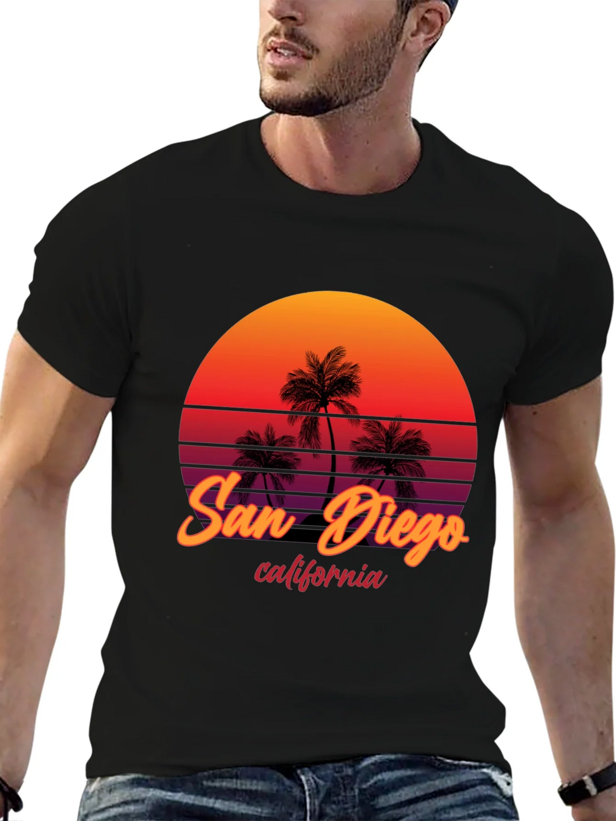 San Diego California Palm Sunset Graphic Tee product image 6