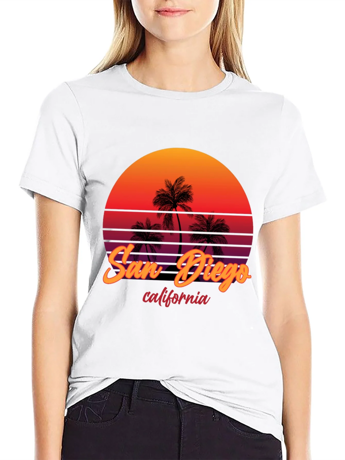 San Diego California Palm Sunset Graphic Tee product image 7