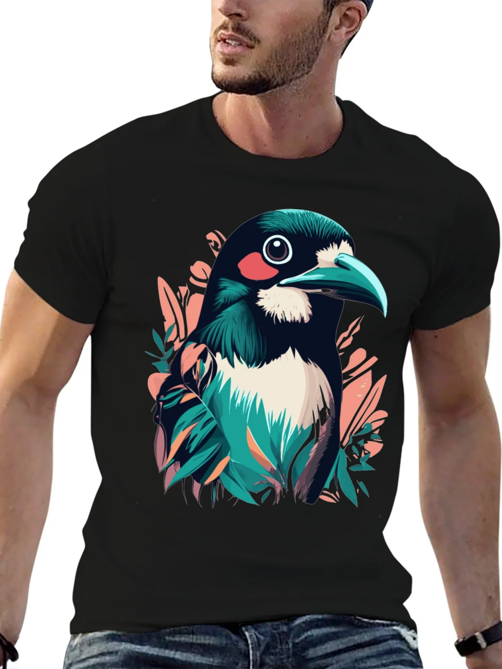 Bird Graphic Tee - Stylish Mens Black T-Shirt product image 6