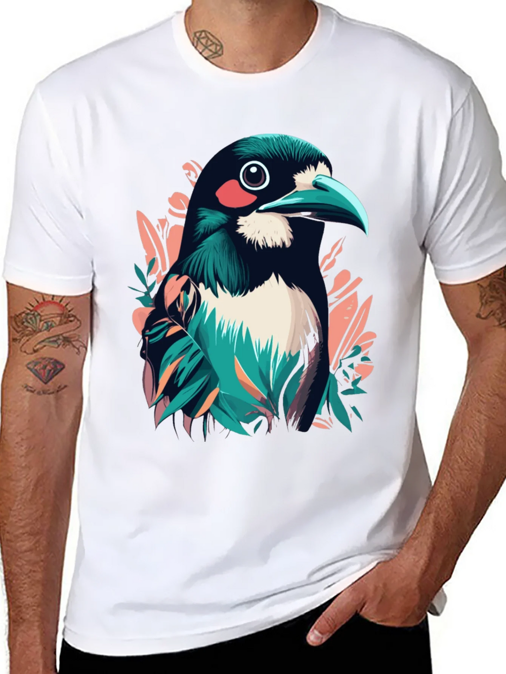 Bird Graphic Tee - Stylish Mens Black T-Shirt product image 7