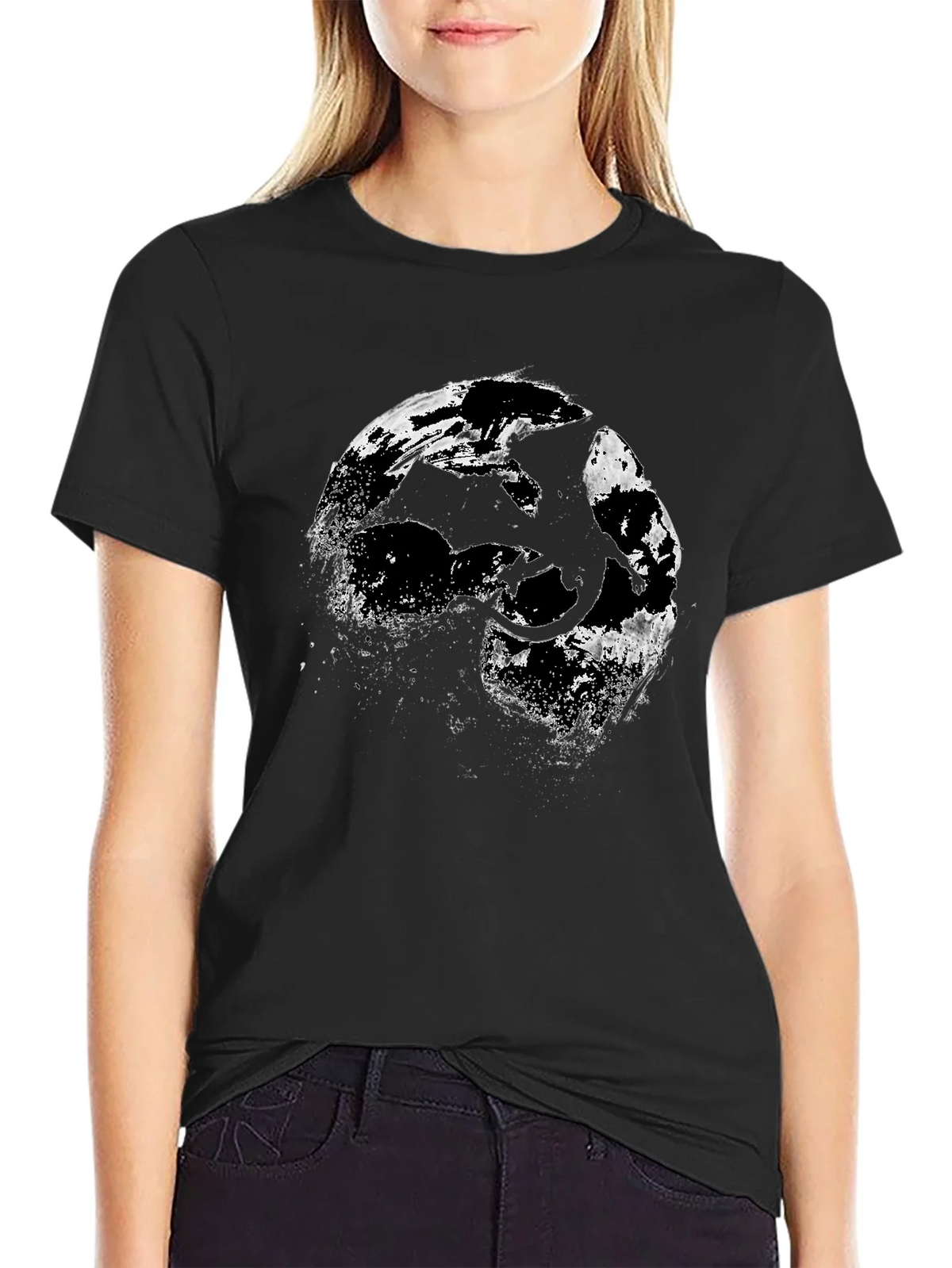 Dragon Silhouette Graphic Black T-Shirt product image 2
