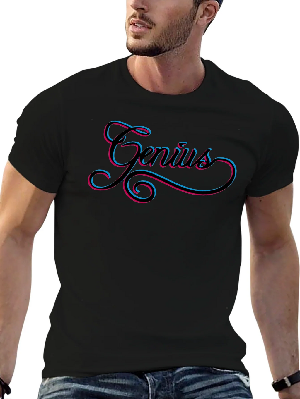 Genius Black T-Shirt - Stylish Mens Graphic Tee product image 6