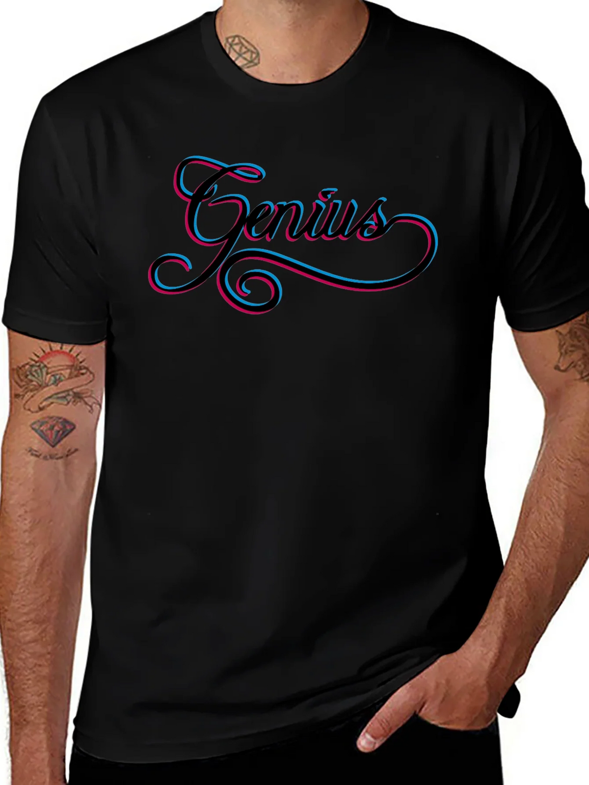 Genius Black T-Shirt - Stylish Mens Graphic Tee product image 1