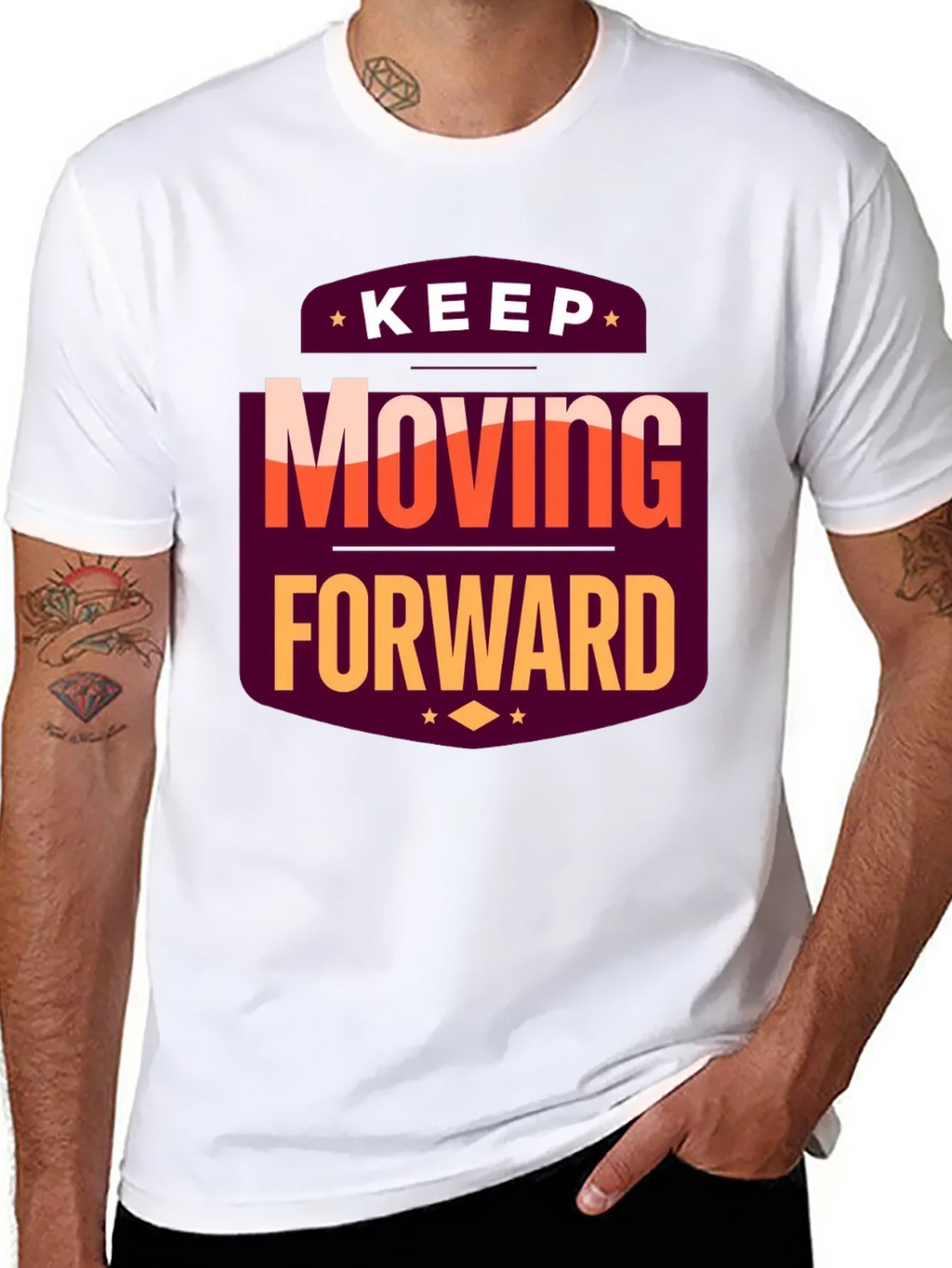 Motivational T-Shirt: Keep Moving Forward Black Tee product image 7