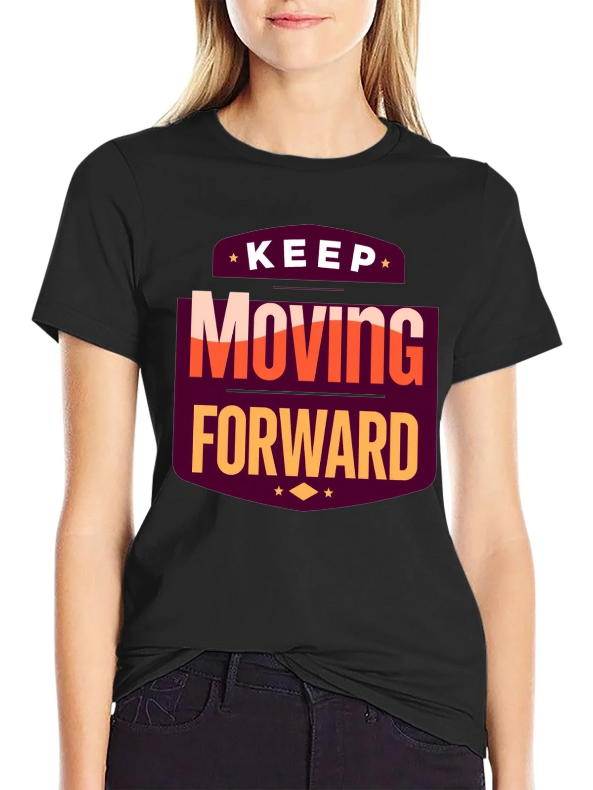 Motivational T-Shirt: Keep Moving Forward Black Tee product image 2