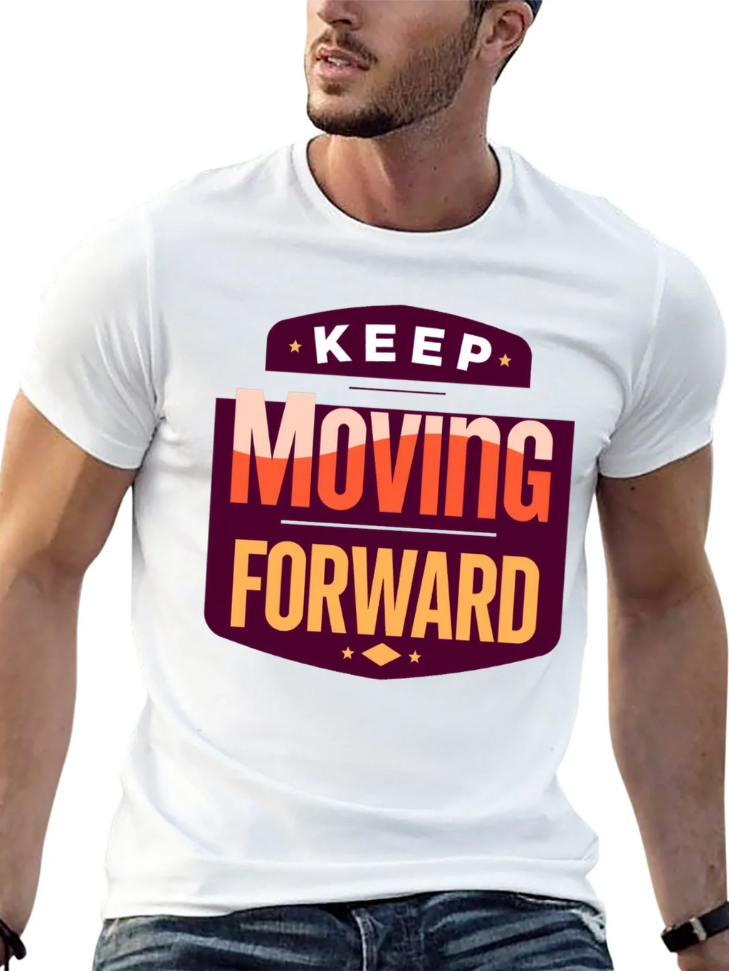 Motivational T-Shirt: Keep Moving Forward Black Tee product image 12
